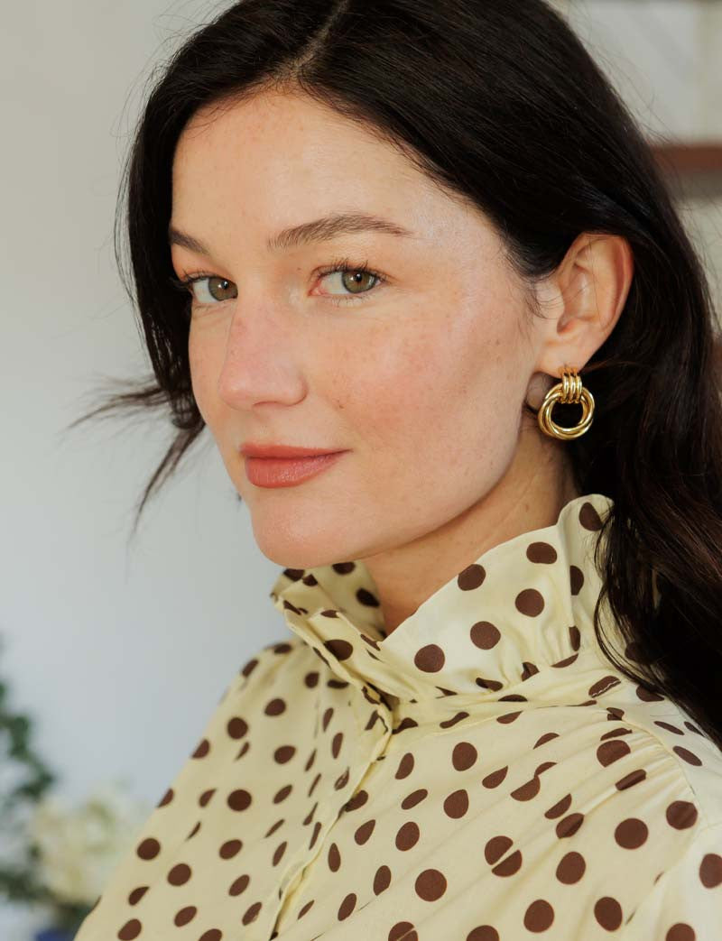 Chemise à pois jaune & choco Gustava