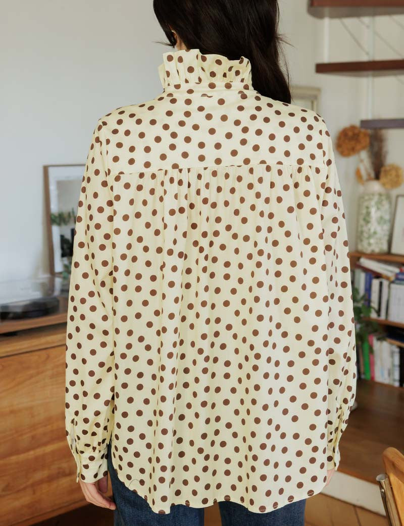 Chemise à pois jaune & choco Gustava