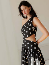 Robe noire à pois blancs Shalev