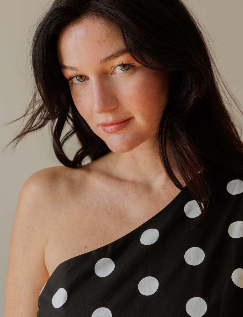 Robe noire à pois blancs Shalev