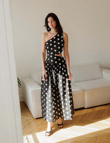 Robe noire à pois blancs Shalev