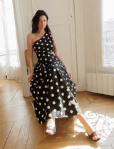 Robe noire à pois blancs Shalev