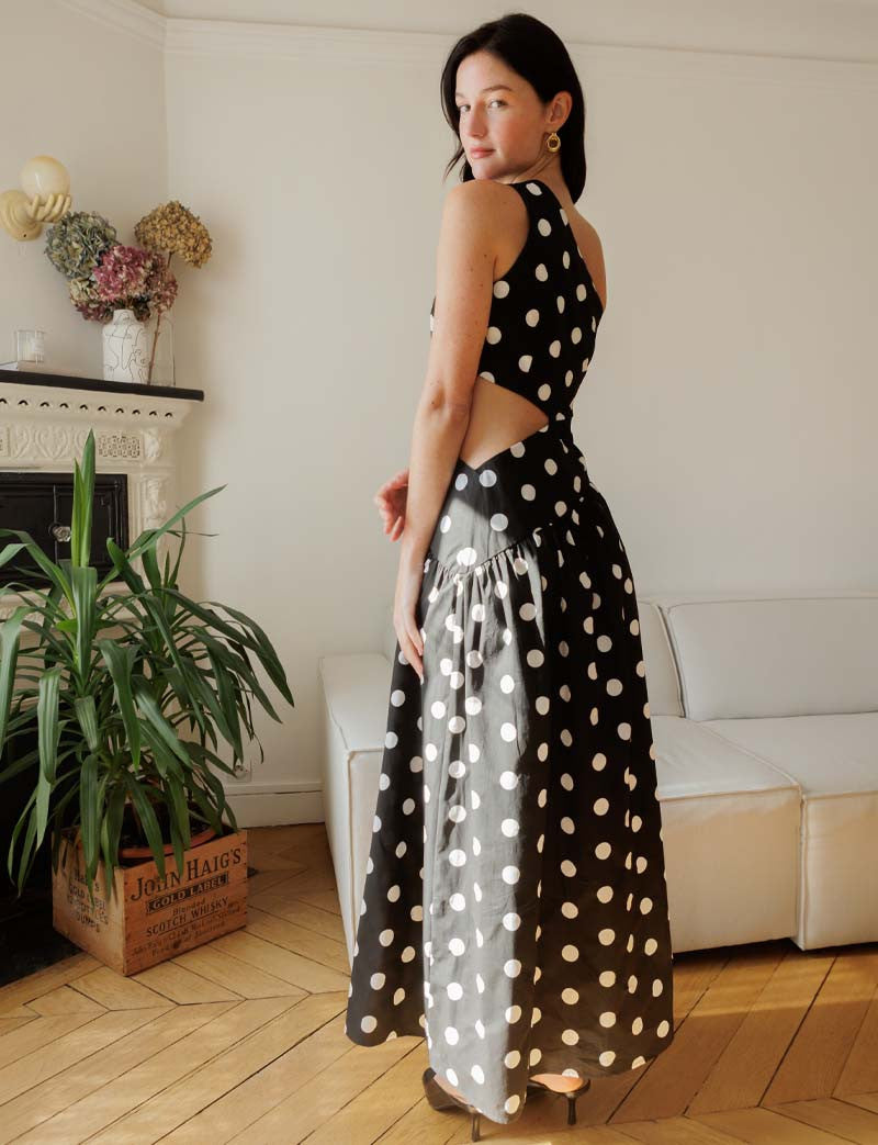 Robe noire à pois blancs Shalev