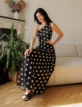 Robe noire à pois blancs Shalev