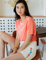 Short écru & floral Sama