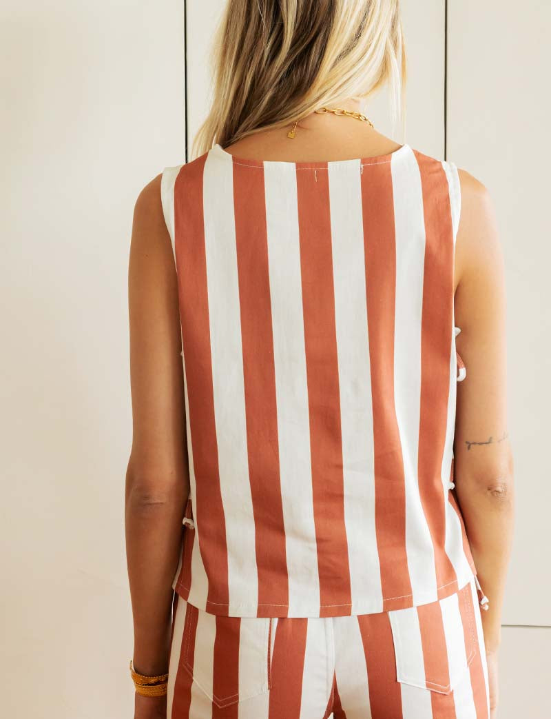 Terracotta striped top Ansy