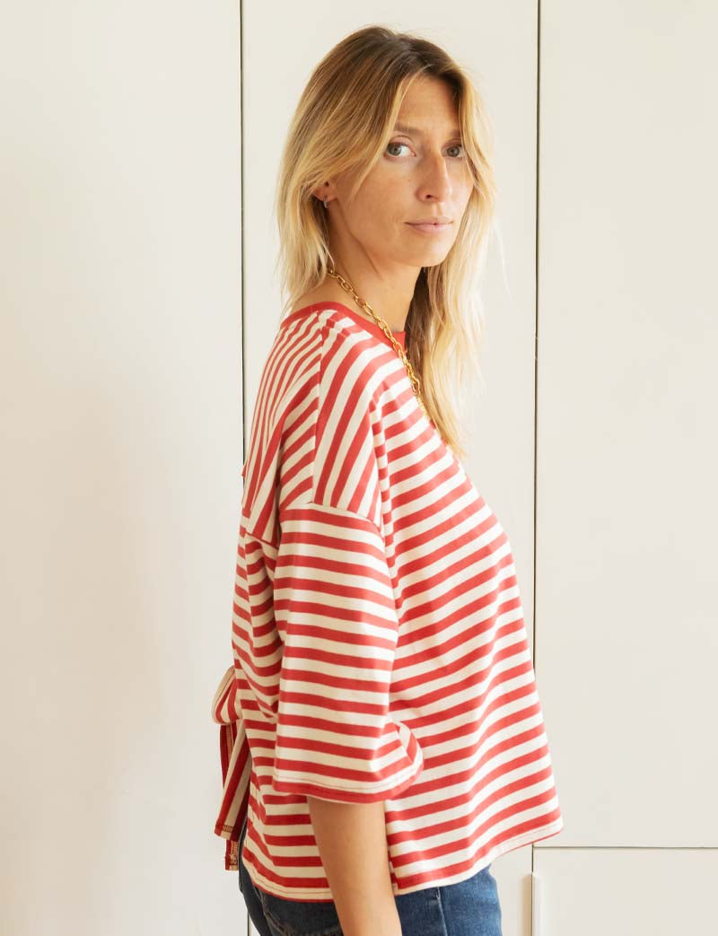 Terracotta striped T-shirt Rawan