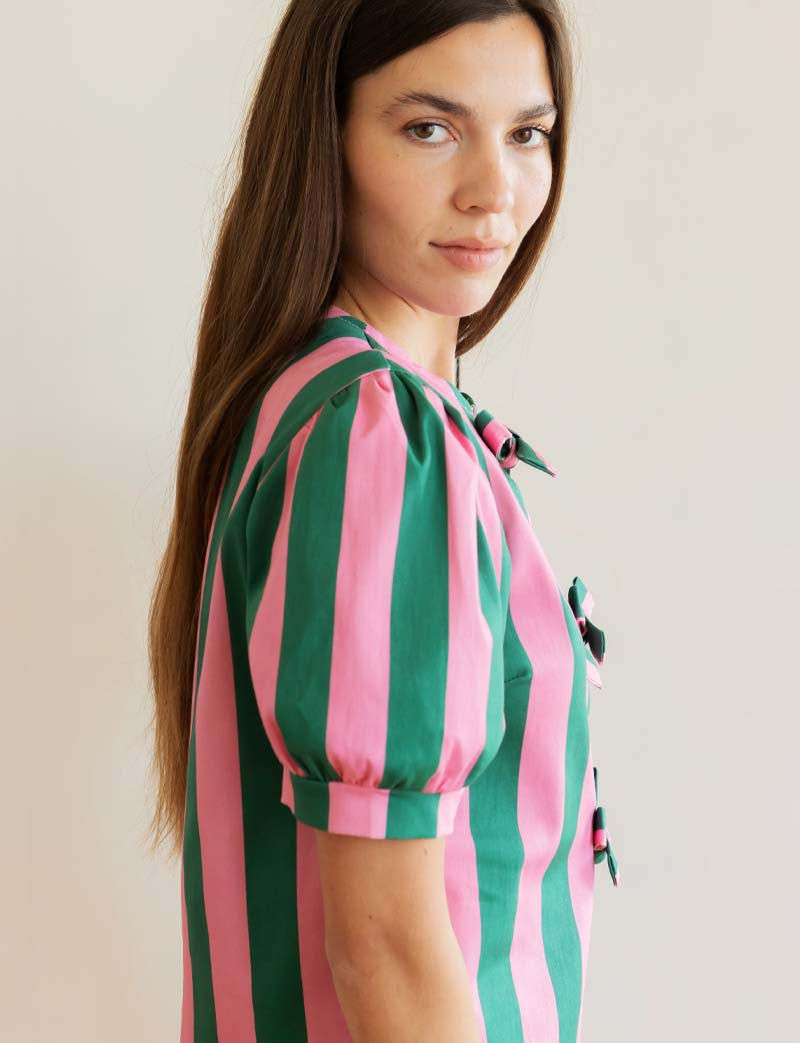 Pink and green striped blouse Orela