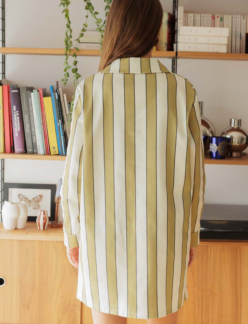 Robe à rayures olives & écrues Mavi