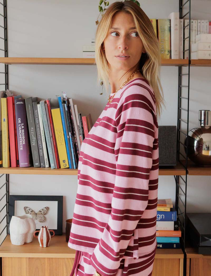 Pink & burgundy Lior top