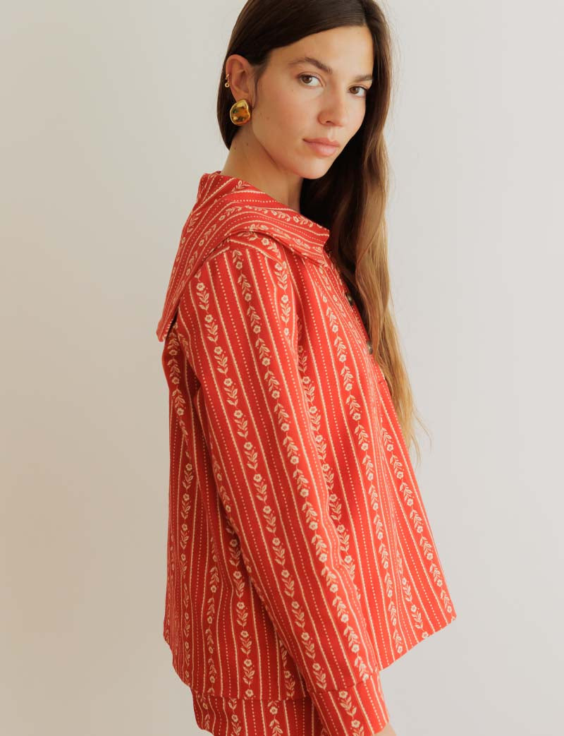 Martin red floral smock top