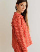 Martin red floral smock top