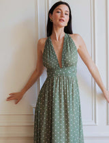 Robe olive à pois Orlina