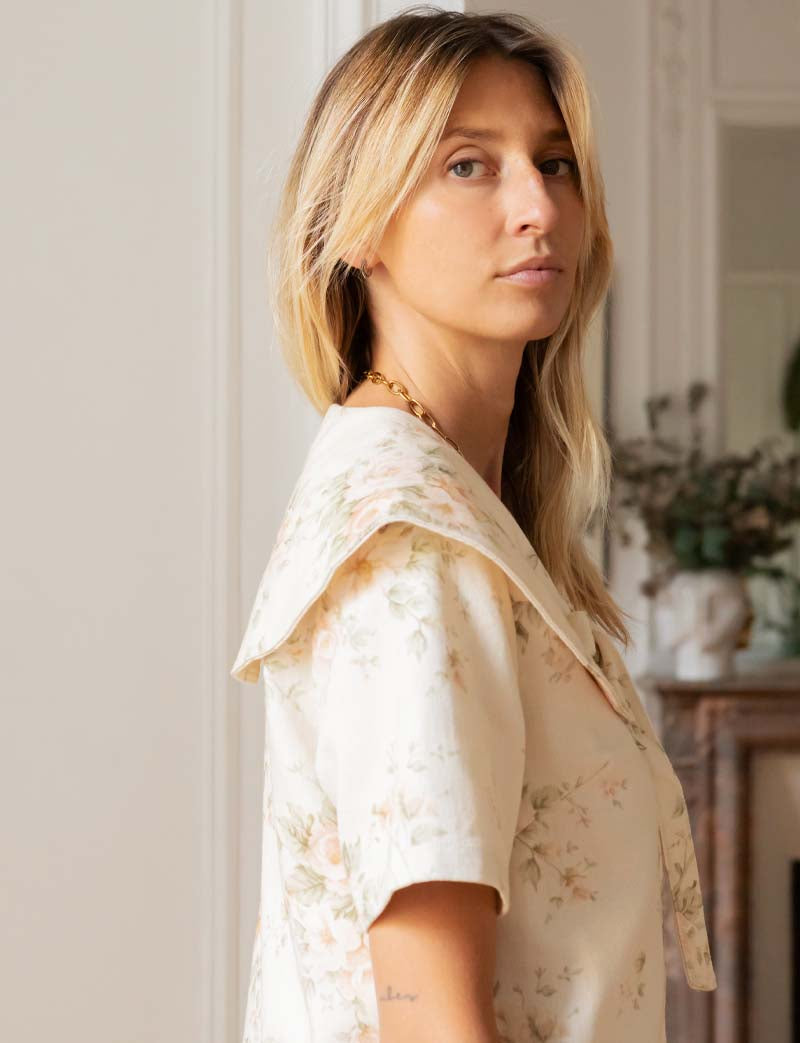 Robe écrue fleurie Mila