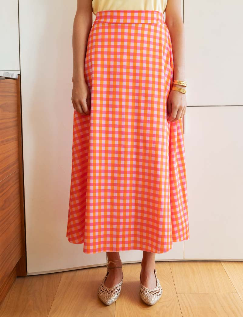 Pink & orange gingham skirt Yvelle