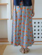 Navy striped skirt with strawberries Yvelle