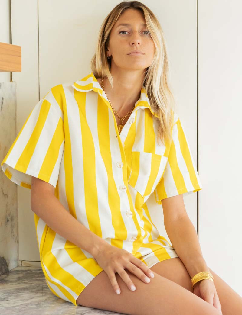 Yellow striped Rowen playsuit