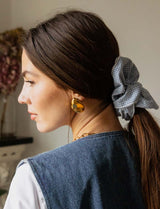Sky blue gingham scrunchie