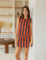 Jupe à rayures marine & orange Hely