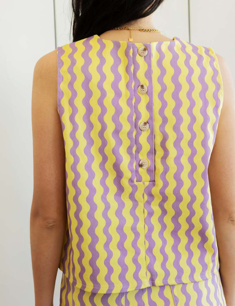Top jaune & lilas Ansa