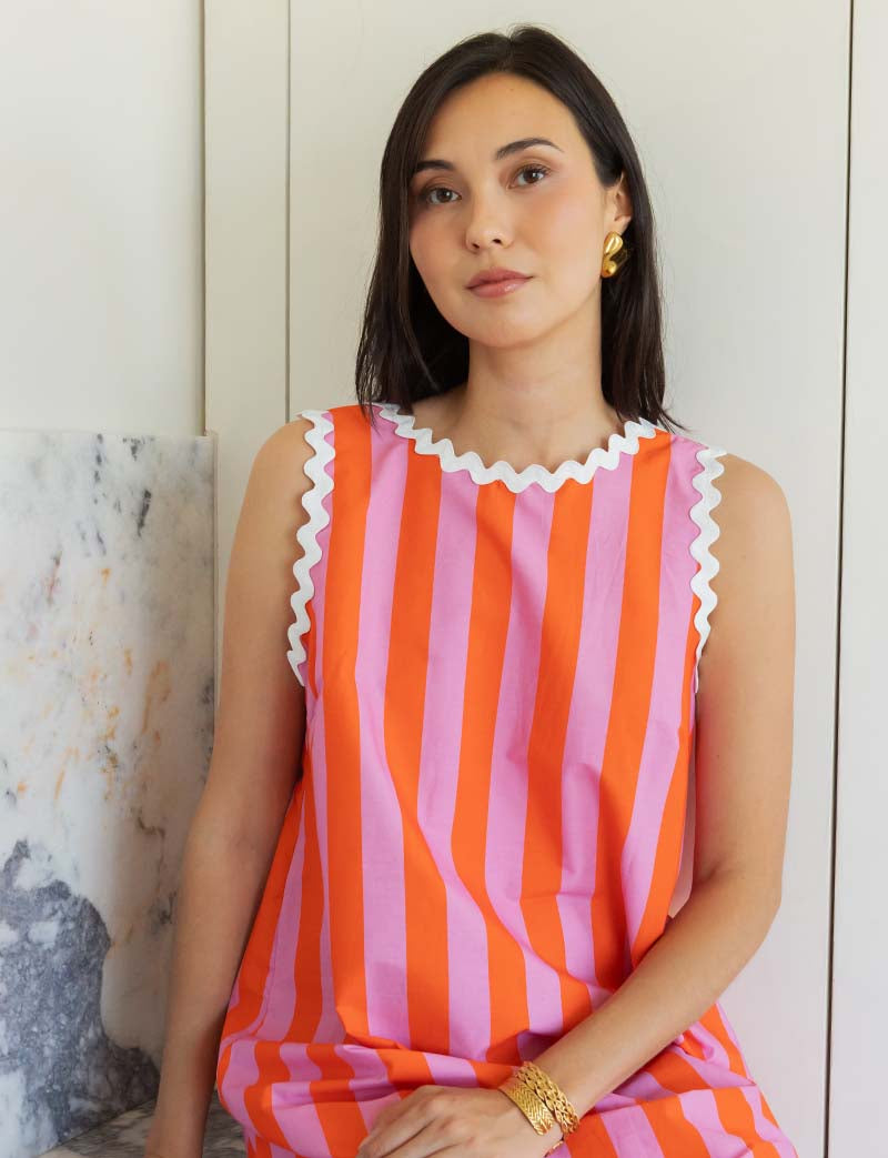 Vestido de rayas rosas y naranjas Juana