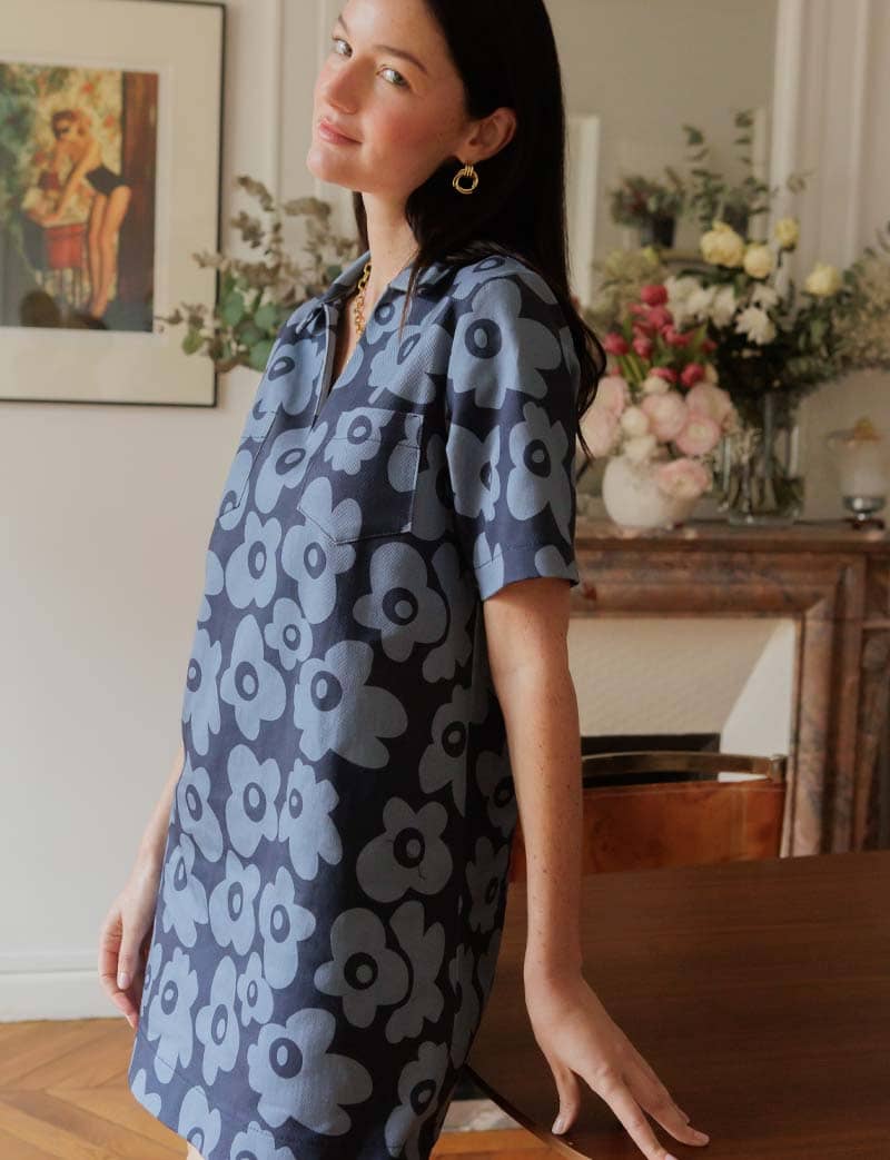 Robe bleue fleurie Monett