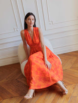 Robe orange fleurie Carmela