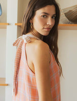Vestido de cuadros coral Pampa