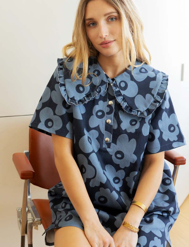 Robe bleue fleurie Kivi