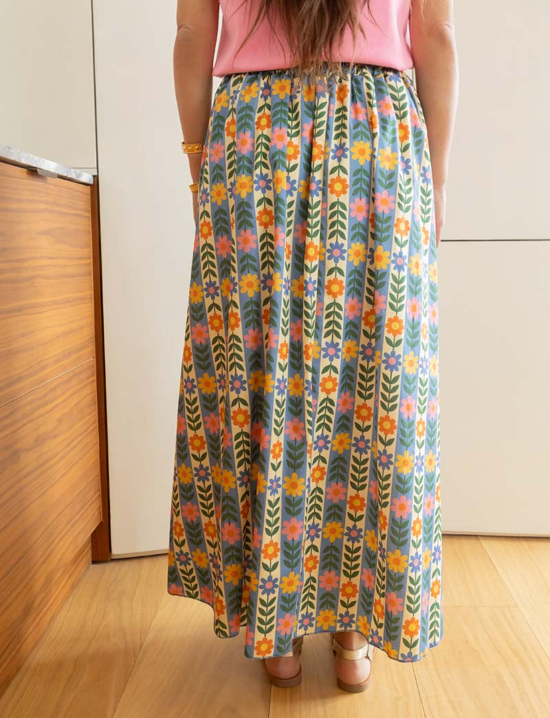 Yvelle Striped Floral Skirt