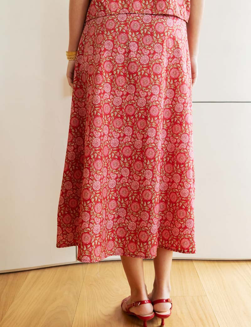 Alberta red floral skirt