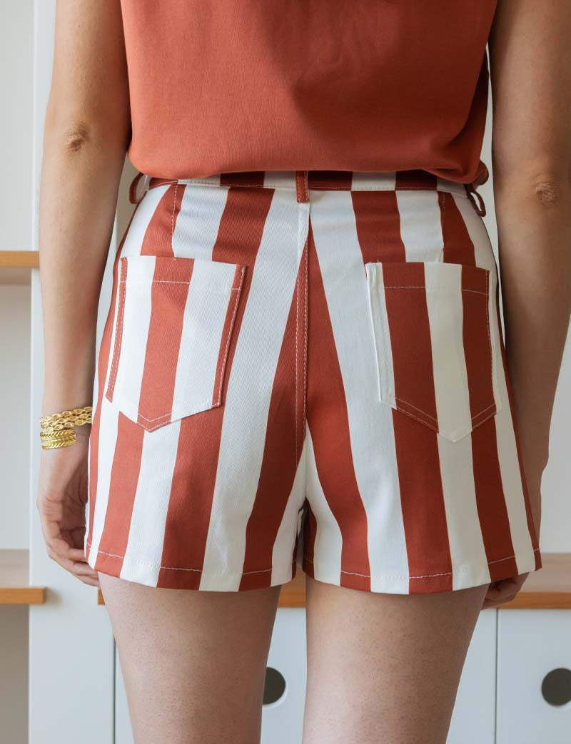 Terracotta striped shorts Kevy