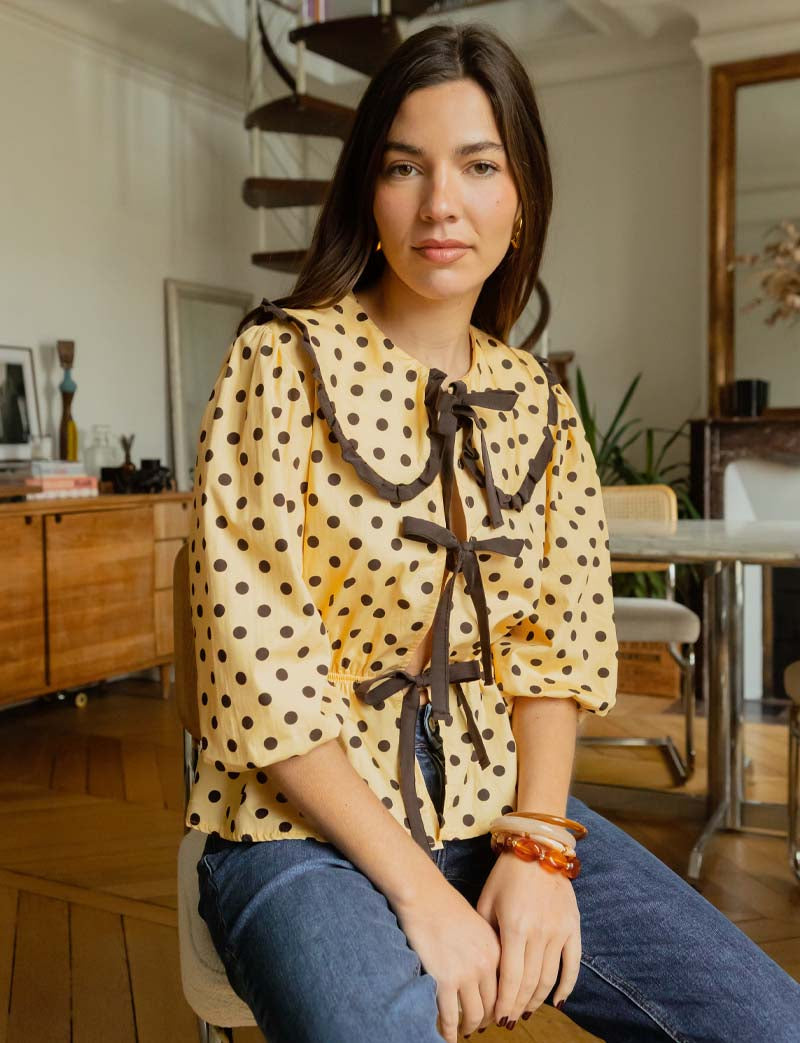 Blouse jaune & marron Dafné