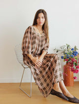 Robe à carreaux rose & olive Florence