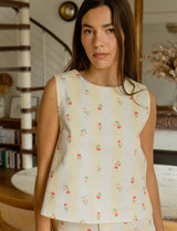 Yellow striped & floral Lezy top