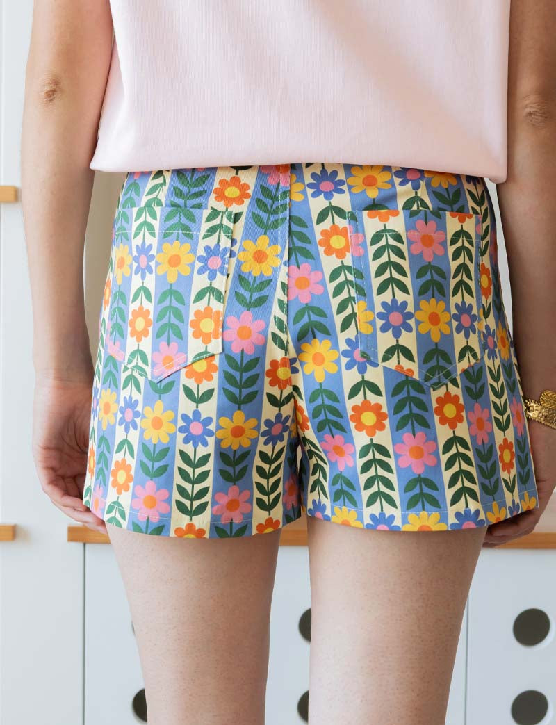 Short striped floral Kevy