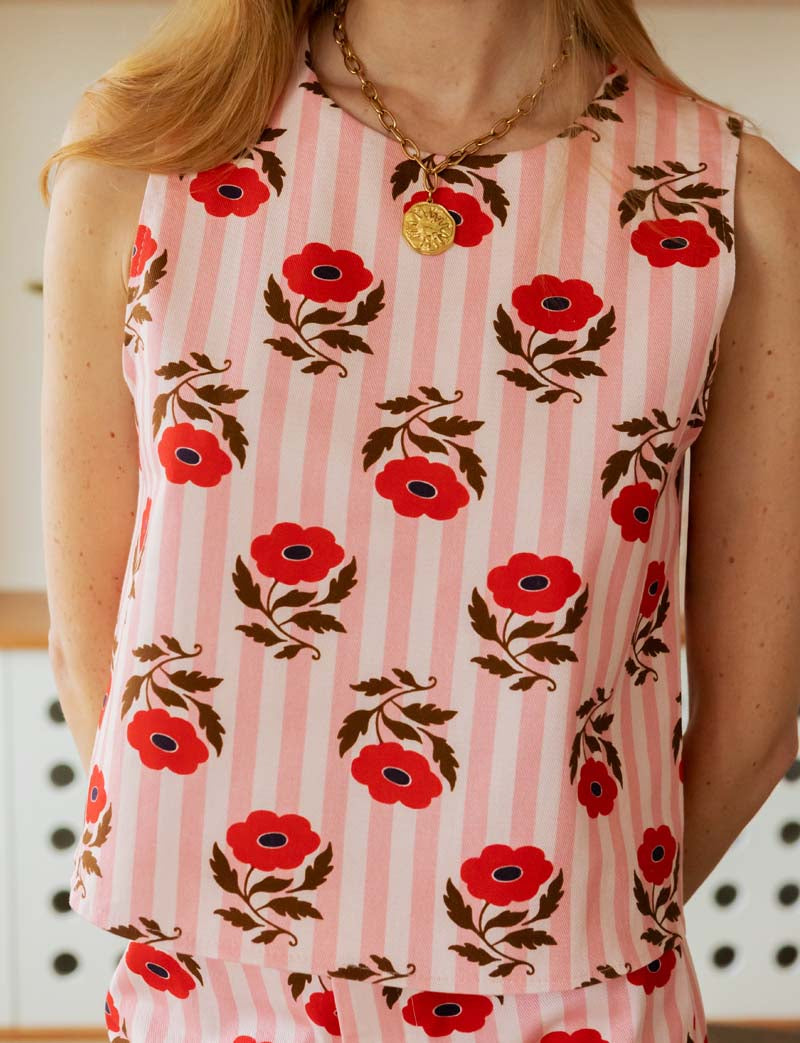 Pink Striped & Floral Lezy Top