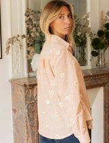 Chemise à rayures oranges & Marguerites Eloy