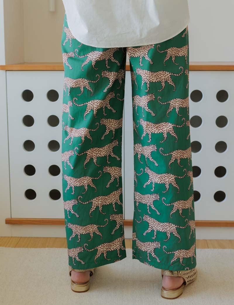 Pantalon vert & léopards Niko
