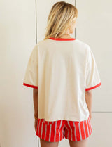 Ecru & Red Amour Club T-shirt