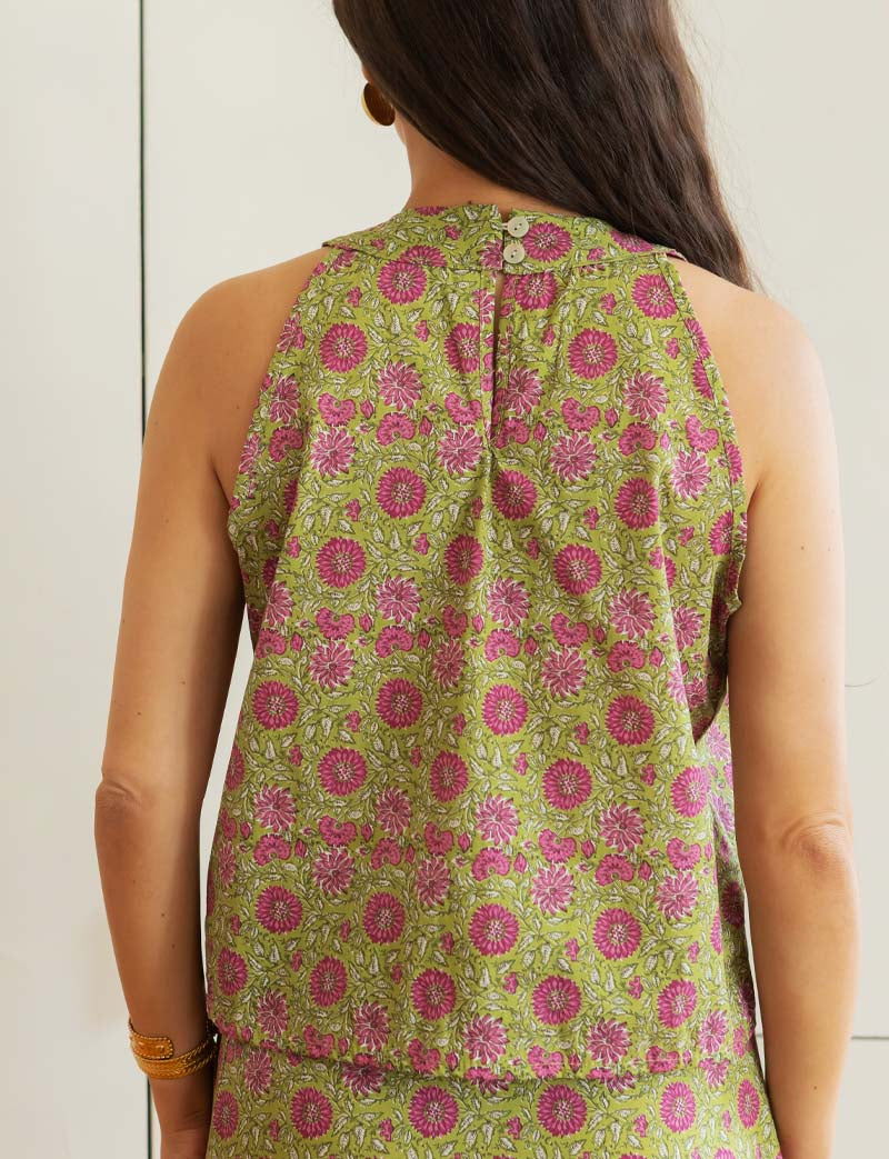 Theo floral green top