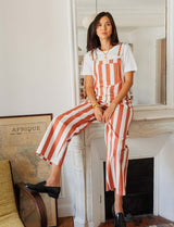 Roey terracotta-striped overalls