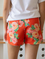 Short rouge fleuri Kevy