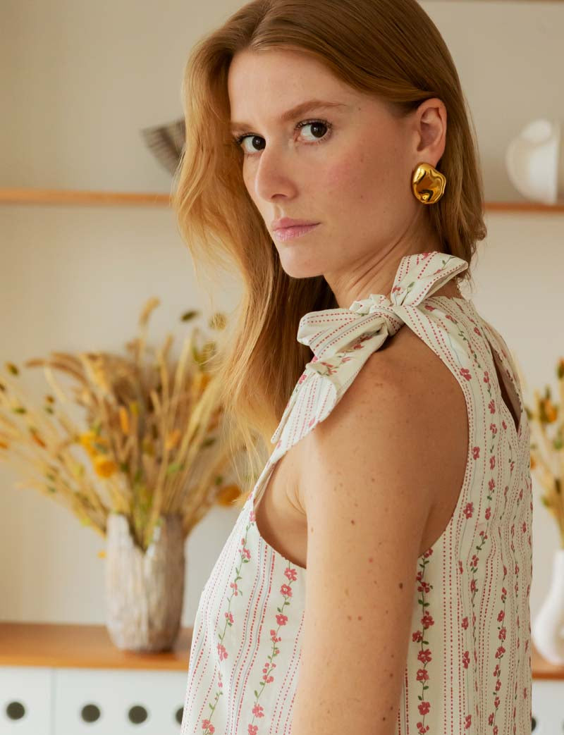 Robe écrue fleurie Tiaga