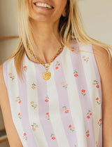 Robe à rayures lilas & fleurs Rini
