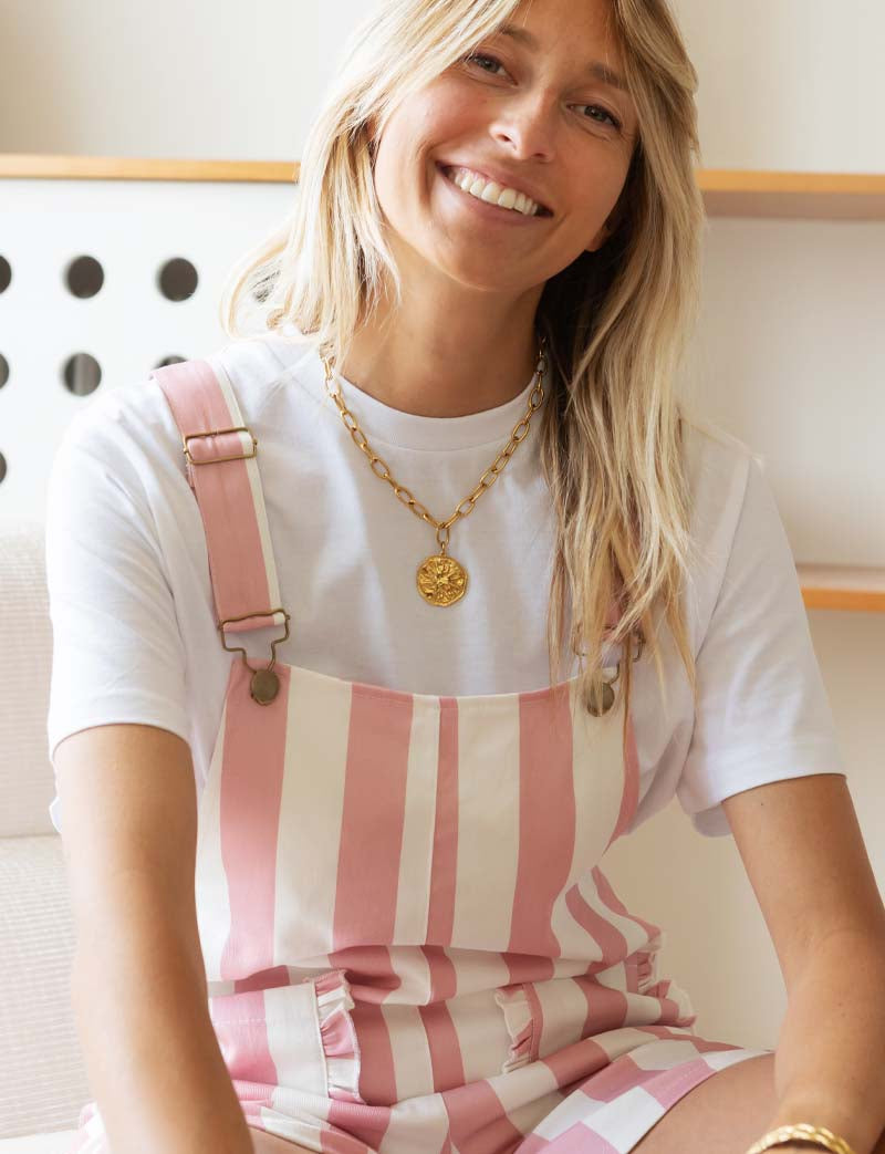 Pink striped overalls Faby