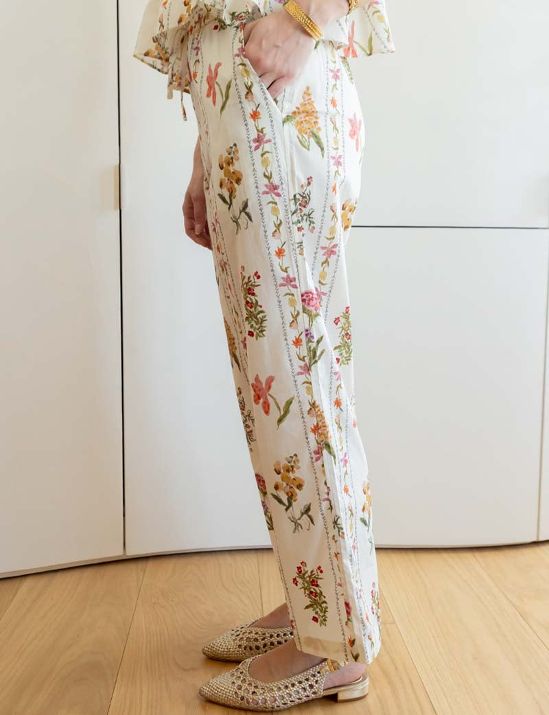 Pantalon écru & fleurs Martis