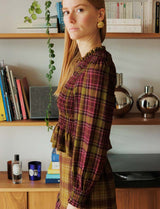 Palomy plum & olive checked blouse