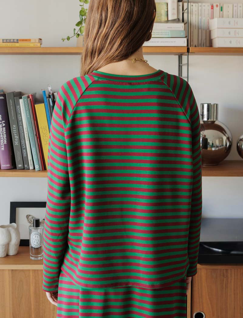 Green & burgundy Nati top