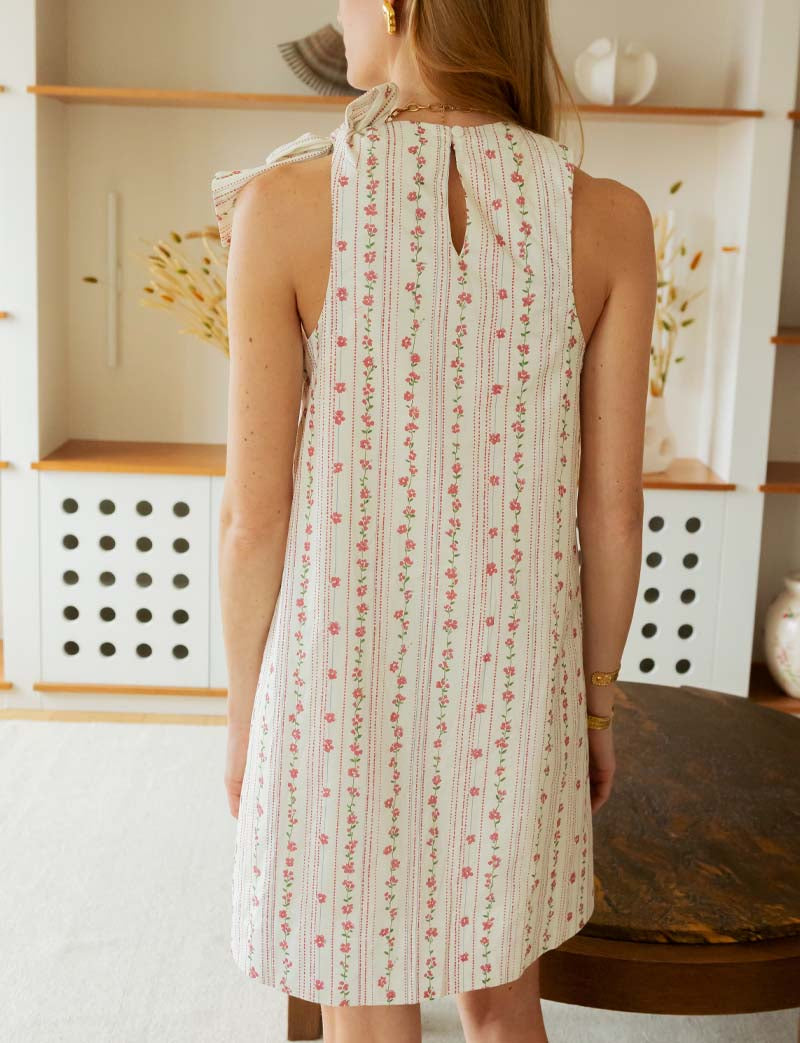 Robe écrue fleurie Tiaga